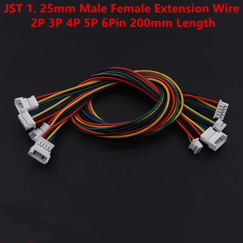 5PCS JST 1. 25mm Male Female Extension Wire 2p 3p 4p 5p 6p Double Head Air Connection Cable Pair Plug Electronic Terminal Line