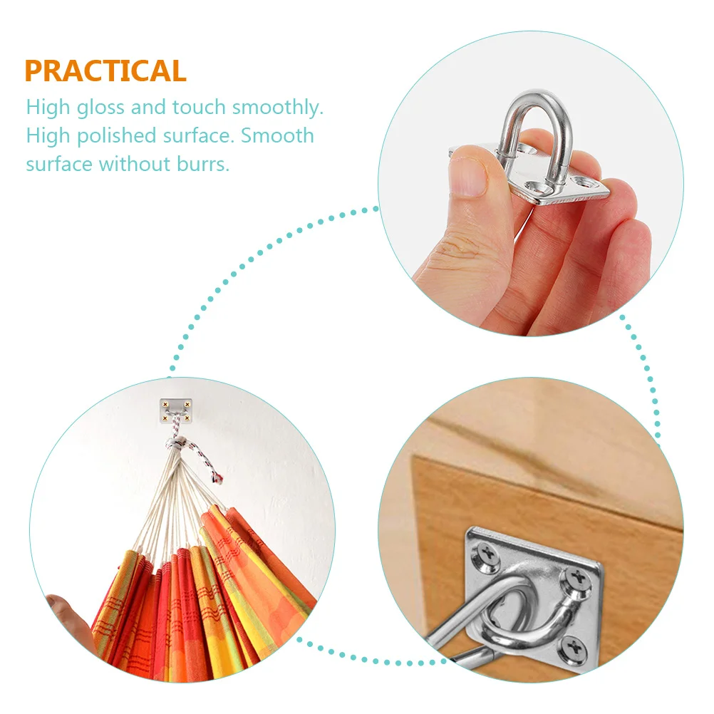 

4pcs Stainless Steel Hooks Smooth Wall Ceiling Mount Hammock Hanger Fixture Suspension Hook Kitchen Bathroom