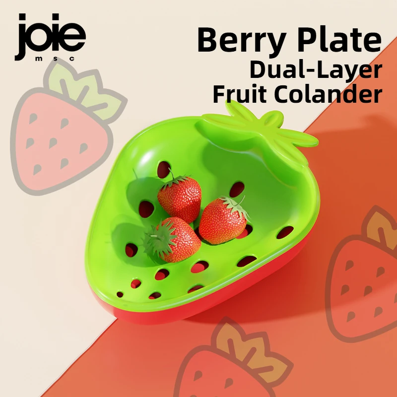 Joie Strawberry Plate Multifunctional Fruit Colander Drainer Double Layer Anti-Soggy Creative Fruit Plate Drain Fruit Strainer