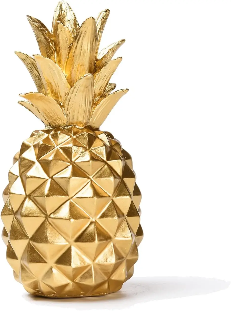 Resin Pineapple Statue, Gold Modern Luxury Tabletop Decor Art Sculpture, Living Room, Bedroom, Office, Desktop, Porch, Piano, D