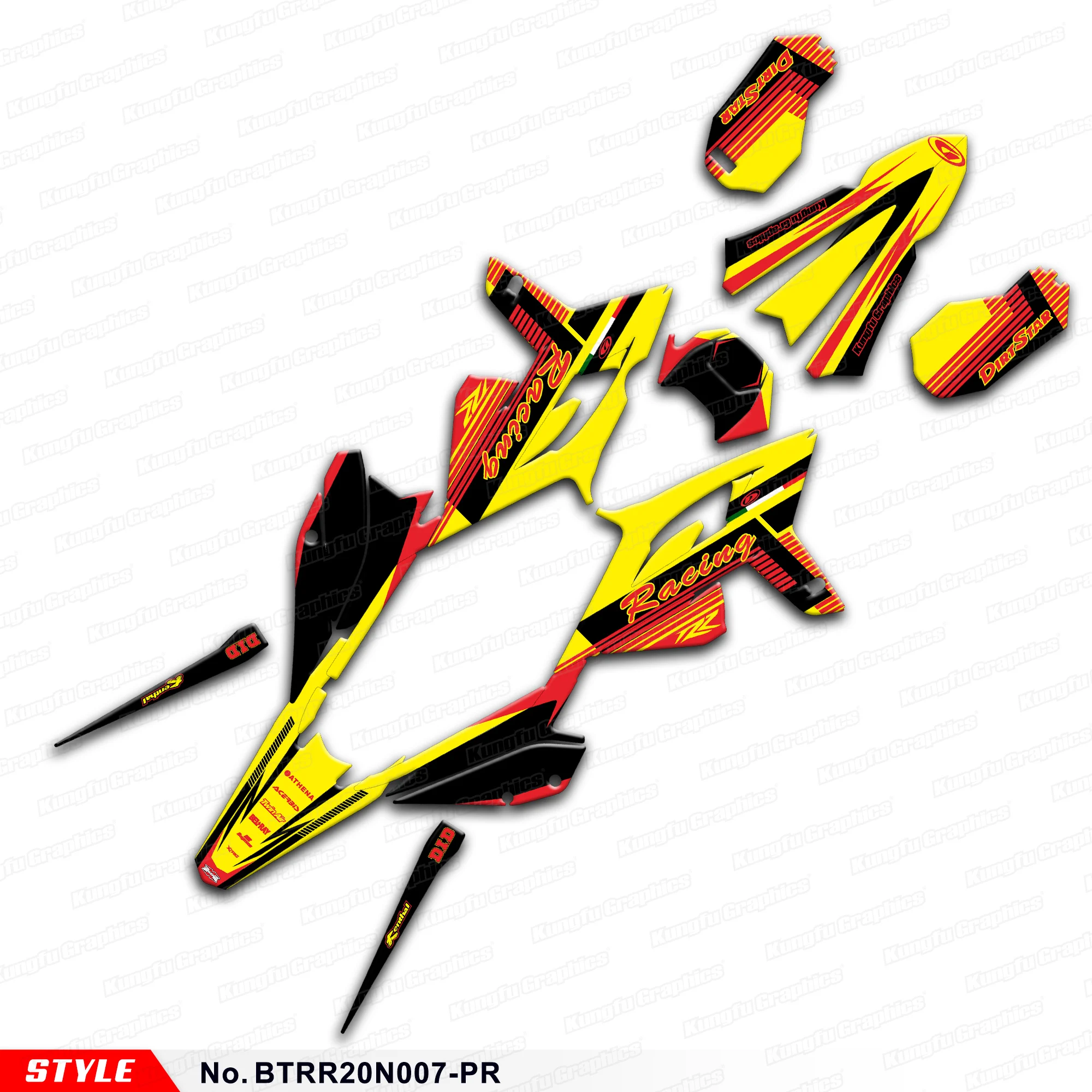 JY RACING Racing Graphic Adhesive Sticker for Beta RR 125 200 250 300 350 390 430 480 RR 2020 2021 2022 2023 2024, BTRR20N007-PR