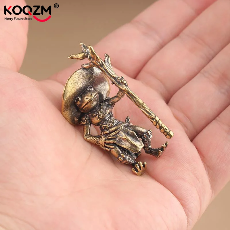 1 قطعة معدن خمر النحاس الضفدع معالج تمثال سطح المكتب زخرفة لطيف التماثيل المنمنمات المنزل والمكتب الديكور سيارة الحلي