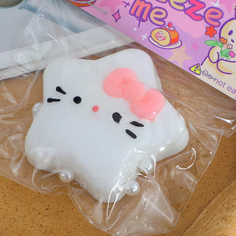 Cute Five-Pointed Hello Kitty Squishy Toy Mochi Pinching Toy Slow Rebound Toys Decompression Toys Stress Release Hand Relax Gift