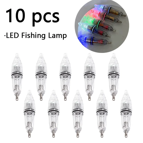 Imagen 1 del producto Luz de pesca intermitente LED de 10 Uds., luz nocturna universal de agua salada y agua dulce, equipo de pesca al aire libre, atrae peces
