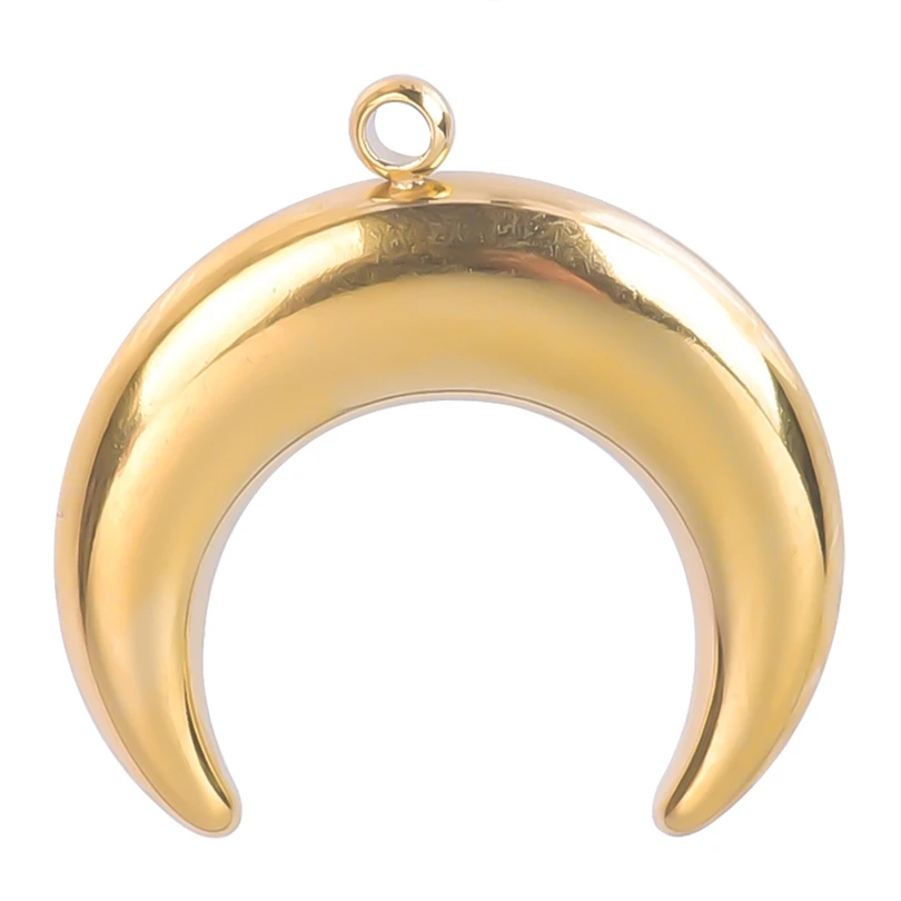 5pcs/Lot Different Syle Moon Charms For Jewelry Making Supplies 18k Real Gold Plated Stainless Steel Charm In Bulk Women Pendant