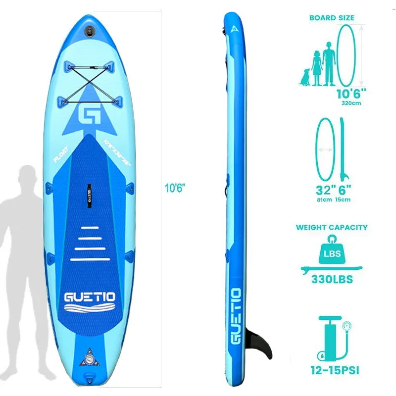 Hot  Sale Guetio Sup Inflatable Paddle Board Aufblasbar Stand Up Paddle Board Sup Drop Stitch Paddle Board