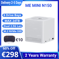 2025 NEW Beelink ME Mini Intel N150 6-Bays 12GB LPDDR5 64G eMMC 0T SSD WiFi6 4K Dual 2.5G Lan Mini PC 4800MHz Computer Gaming PC