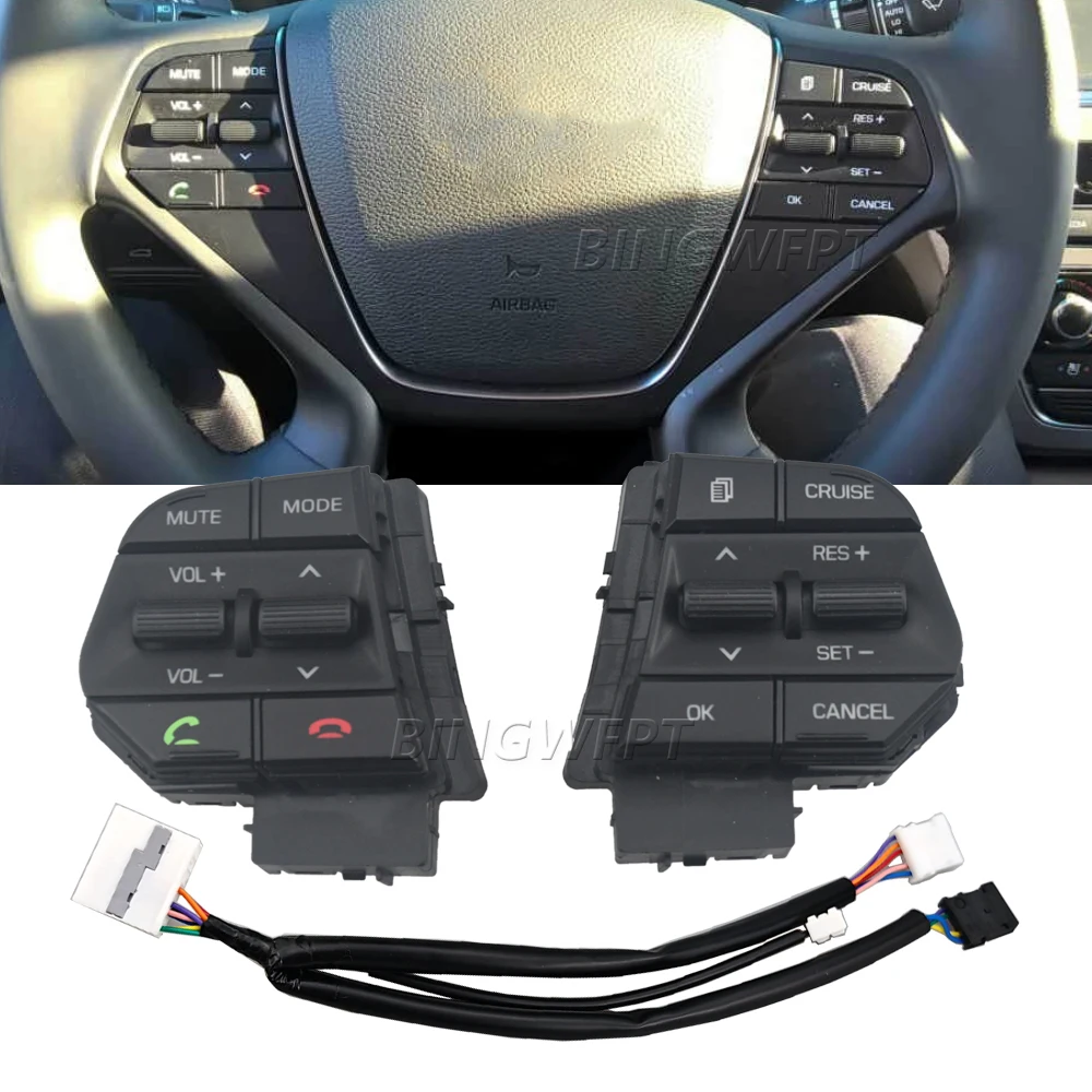

Steering Wheel Multifunction Control Switch Set For Hyundai Sonata 9 2.4L 2015 2016 2017 Audio Cruise Control Button