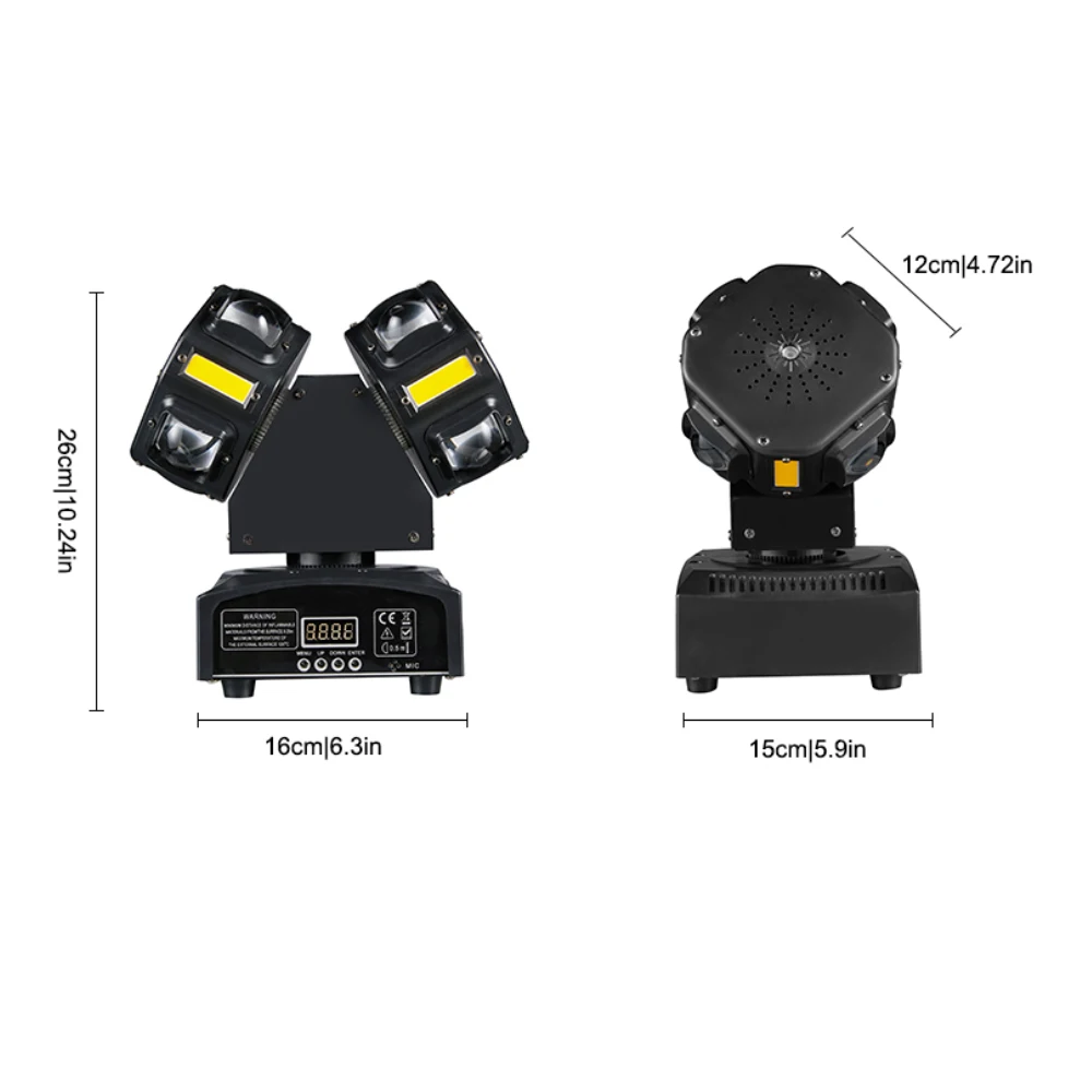 2 Arms Rotating Moving Head Light 8PCS Beads Stage Effect RGBW Beam Laser Strobe Disco Party DMX Sound Control Light