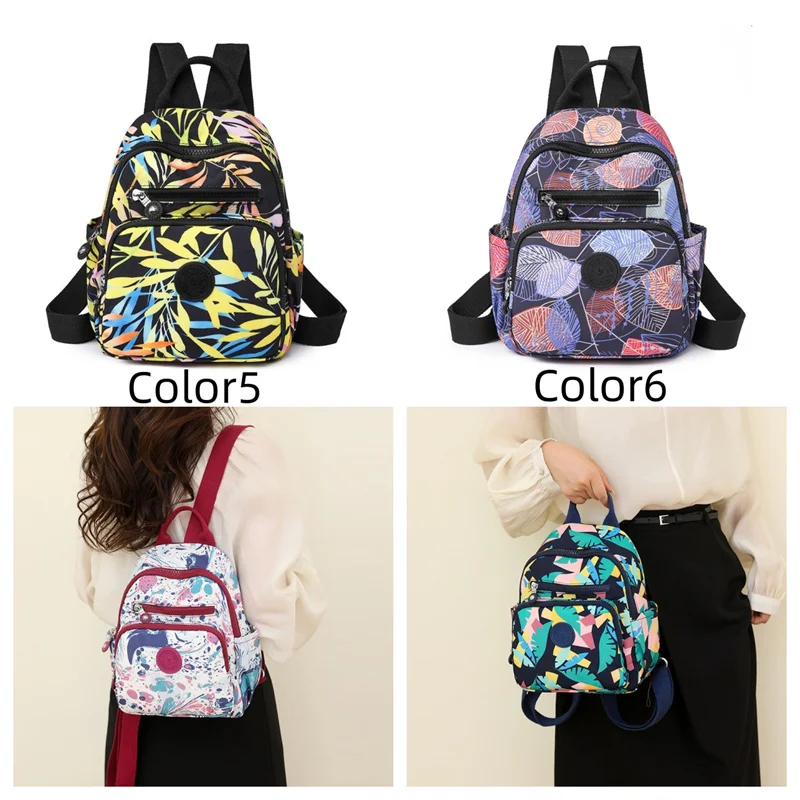 Women\'s Fashion Backpack Waterproof Nylon Large-capacity Female Versatile Printing Rucksack Ladies Leisure Light Travel Knapsack