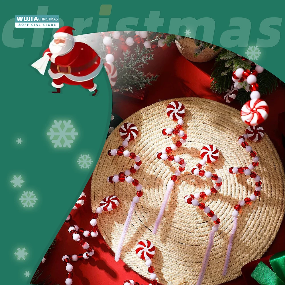 24/36/50pcs Christmas Curly Pick Red White Candy Bells Shape Candy Cane for Xmas Tree Topper Decor Home Vase Wreath Office Party