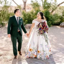 Amanda Elegant Plus Size Off Shoulder A-line Wedding Dress Sweet Flower Lace Vestidos De Novia Elegant Robe De Mariée