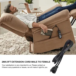 6.5ft Replacement Power Cord for Okin Lift Chair Adapter 3-Prong Plug Sofa Extension Cord Electric Recliner Power Supply Cable