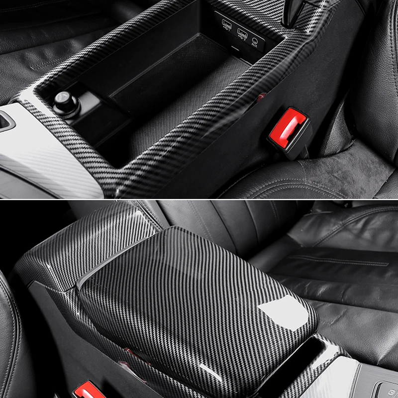 Carbon Fiber For Audi A4, A5 Interior Mouldings Panel Frame Gear Lever Collar Console Dashboard Armrest Decoration Cover Pad