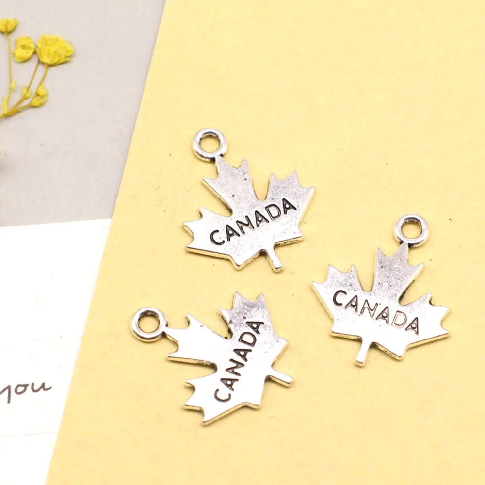 10pcs 20x23mm Maple Leaves Charms Pendants For Jewelry Making Handmade Kids Jewelri Antique Silver Color