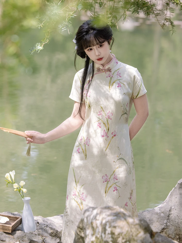 

Chuan Dai iguang Qing Jin New Chinese Sle National Spirit Long Qipao Dr Women's Loose Fit Silk Ele...