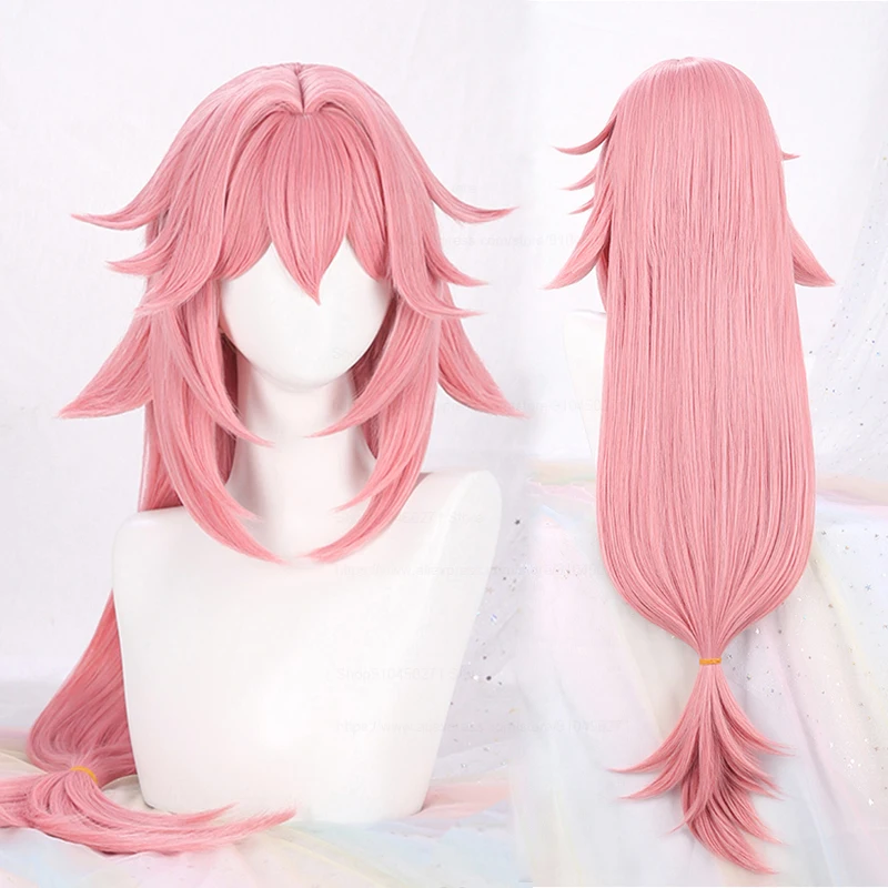 

Genshin Impact Cosplay Yae Miko Cosplay Wig Long Straight Pink Heat Resistant Synthetic Hair Game Anime Cosplay Wigs + Wig Cap