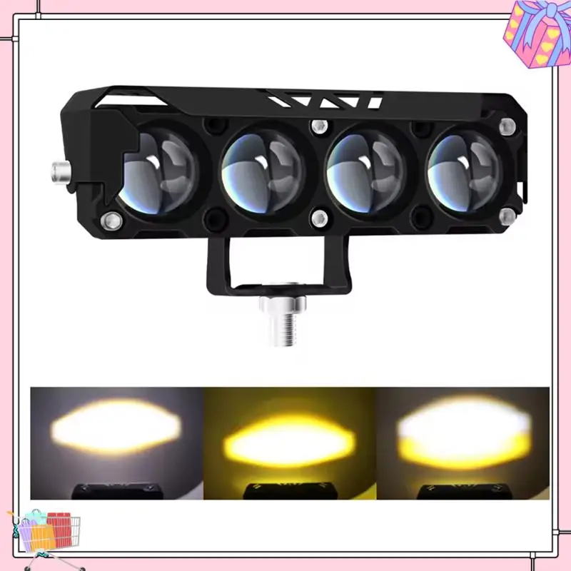 A77T-luz LED de trabajo de 12V para motocicleta, luz de circulación de doble Color, luz antiniebla para coche, camión, Tractor, faro de conducción