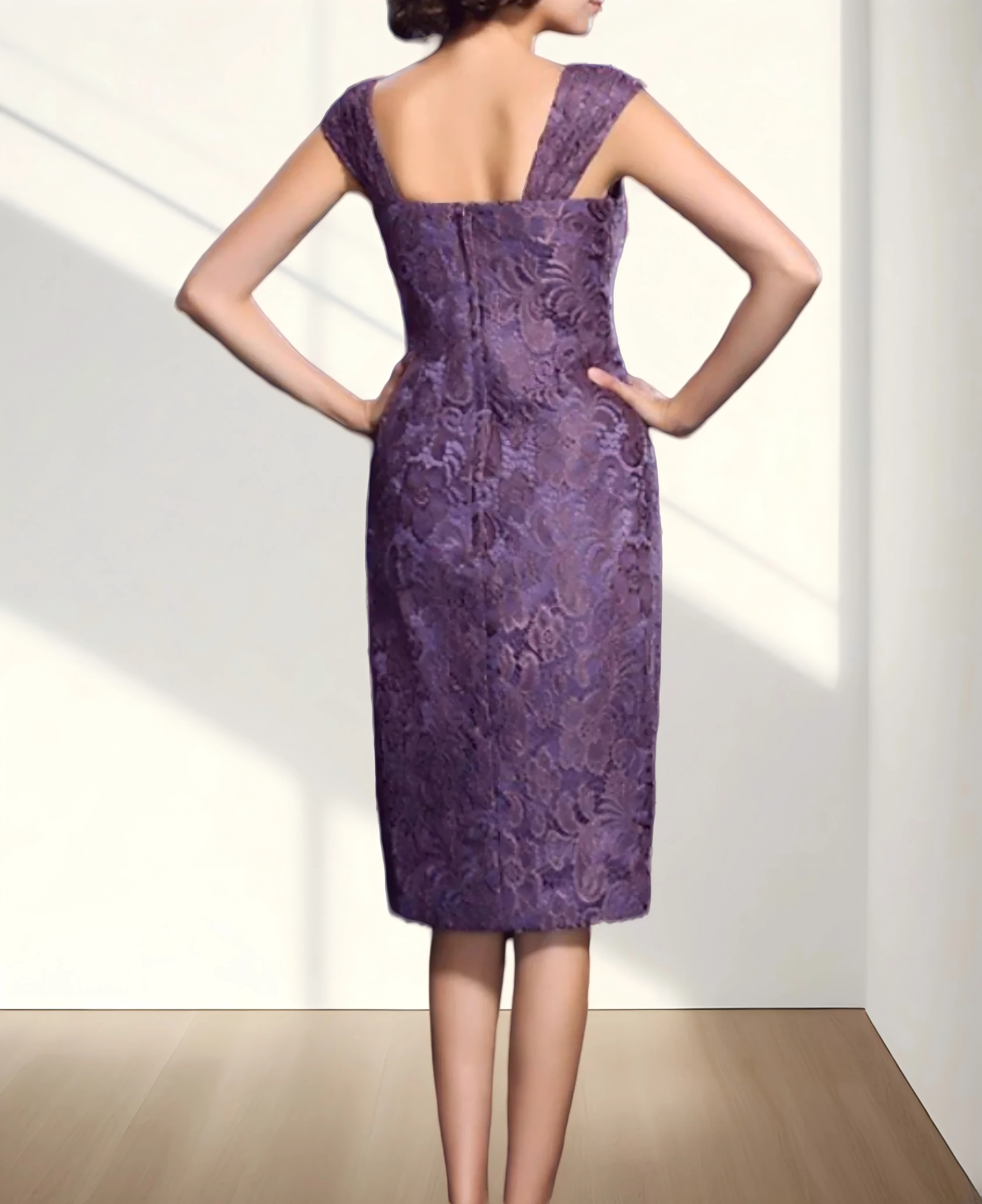 Mother of the Bride Dress Elegant Jewel Neck Knee Length Chiffon Long Sleeve Jacket Dresses with Lace 2026