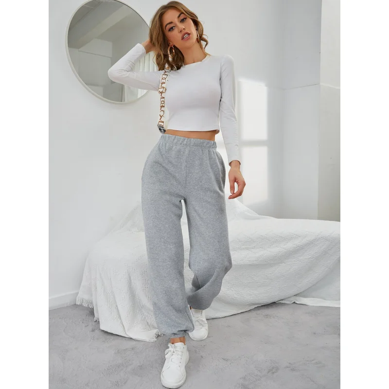 

YQ1-2025Simple Straight-Leg Casual Pants Autumn Winter Pocket Design High Waist Sports Fleece-Lined Long Pants