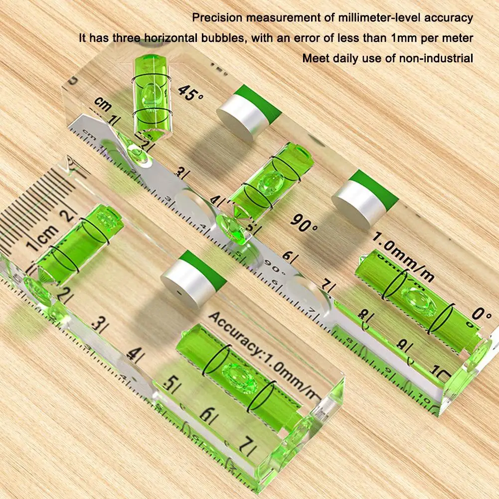 Mini High-precision Level Ruler Household Magnetic Spirit Level Transparent Thickening Measure Tools with Strong Adsorption