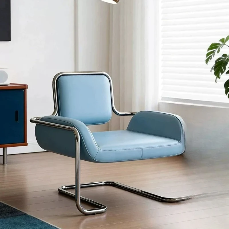 Leather backrest sofa chair Light luxury Internet celebrity designer living room B & B convex leisure chair