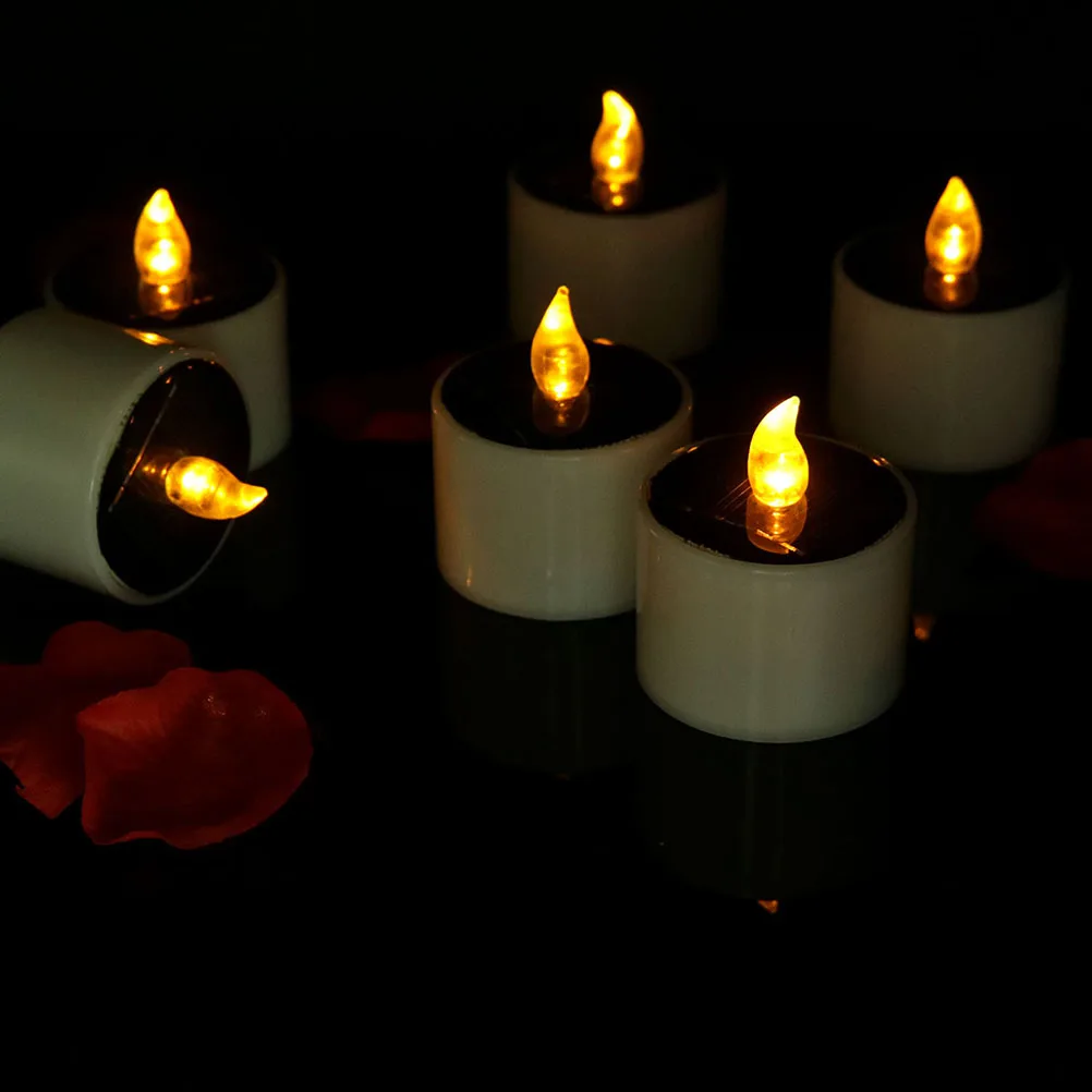 

4 Pcs Solar Light LED Lights Candles Power Tealight Flameless Energy Camping