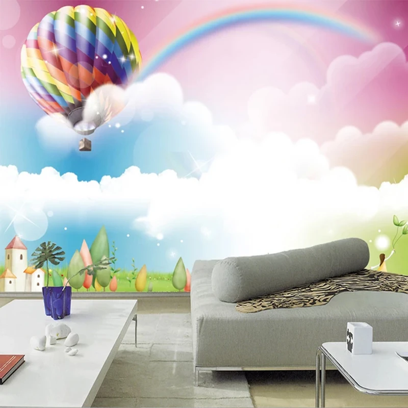 Customized products 3D Cartoon Balloon Rainbow Cute Murals Wallpaper Children Kid's Bedroom Living room sofa background wall 8d