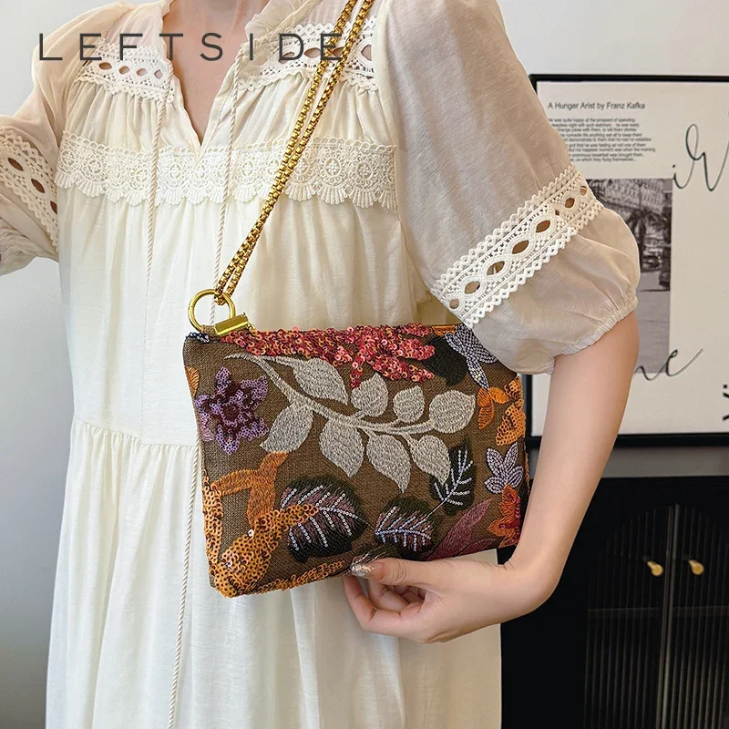 

Левая сторона, сумки через плечо с маленьким цветочным дизайном для женщин, 2024, модные вечерние сумки на плечо Y2K, женские сумки и кошельки с цепочкой