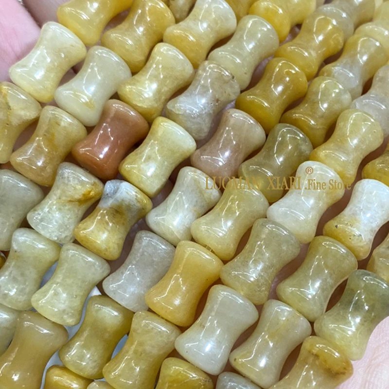 8x12MM Natural Stone Yellow Topaz Bamboo Shape Loose Spacer Beads for Jewelry Making Diy Earrings Bracelet Charms Accessories