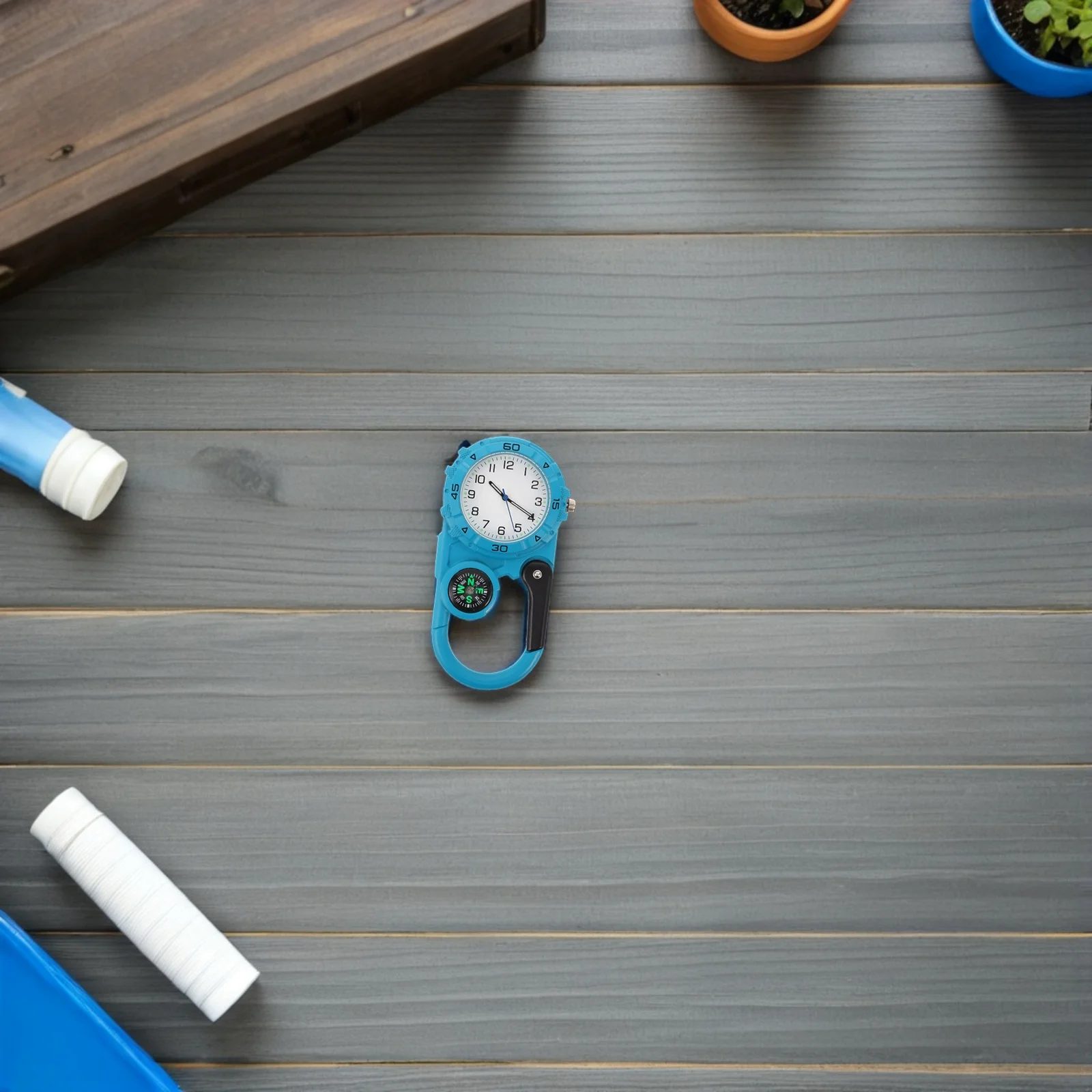 

Outdoor Compass Watch Sky-Blue Carabiner Clip-On Quartz Pocket Navigation Tool For Hiking Camping Mountaineering Survival