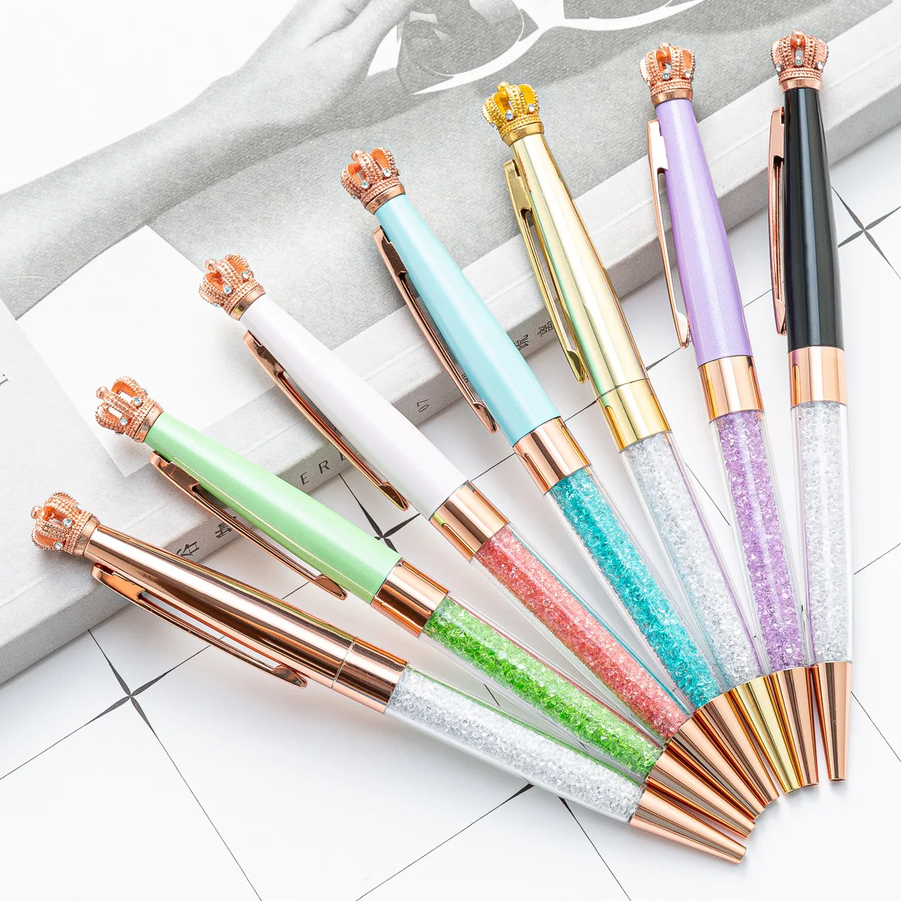 

20Pcs Crown crystal ballpoint pen Metal ball pen Gift