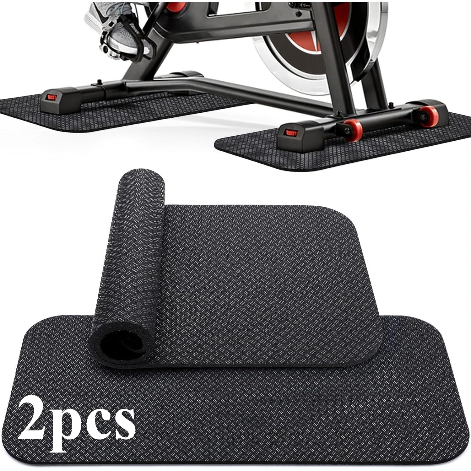 2pcs Foldable Double-Sided Non-Slip Bike Trainer Mat for Indoor Cycling & Fitness Equipment Floor Protection