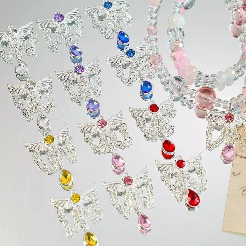 

1 Piece Silver-plated Angel Wings Tassel Alloy Pendant Beads Handmade DIY Beaded Bracelet Necklace Accessories Jewelry Materials