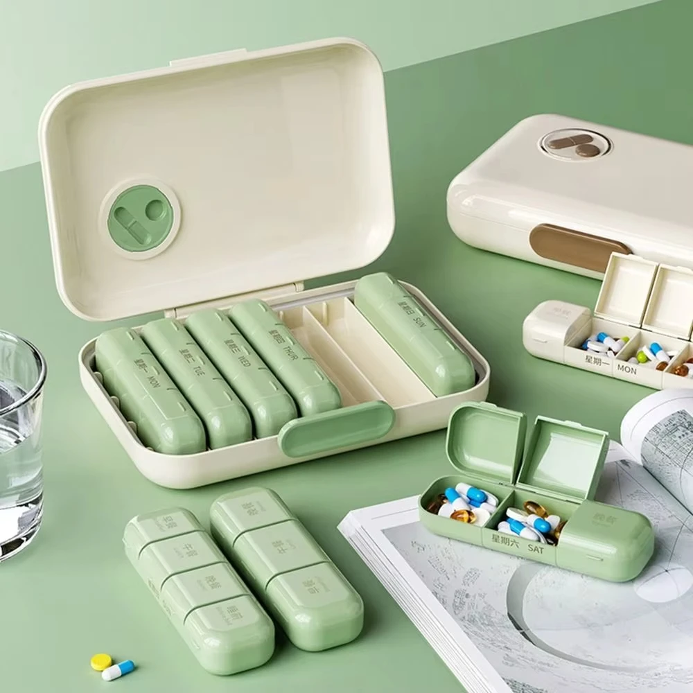 ABS Material Medicine Container with Large Capacity Portable Sealed and Moisture-Proof Home Travel Dividing and Storing Pill
