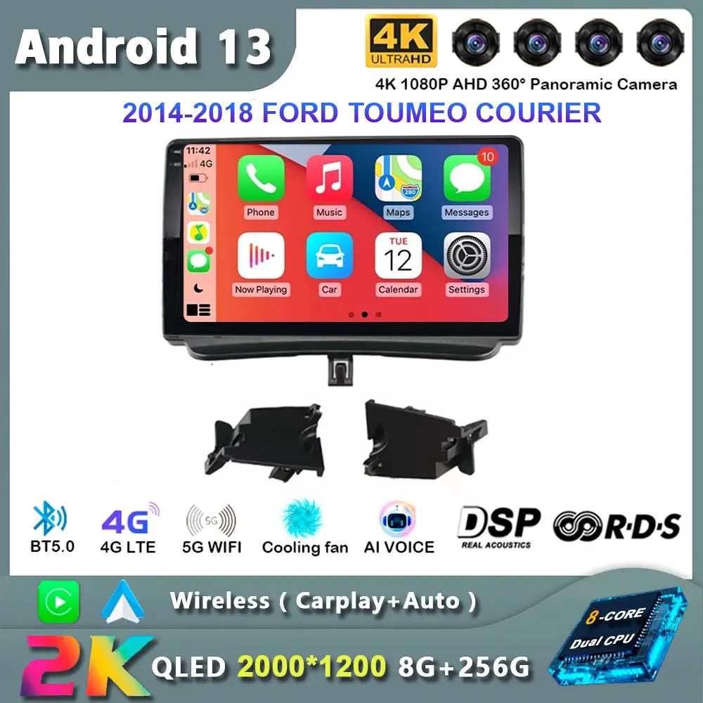 Android 13 For FORD TOUMEO COURIER TRANSIT COURIER(LOW-END, 9INCH) Auto Car Radio Multimedia Video Player GPS Navigation Carplay