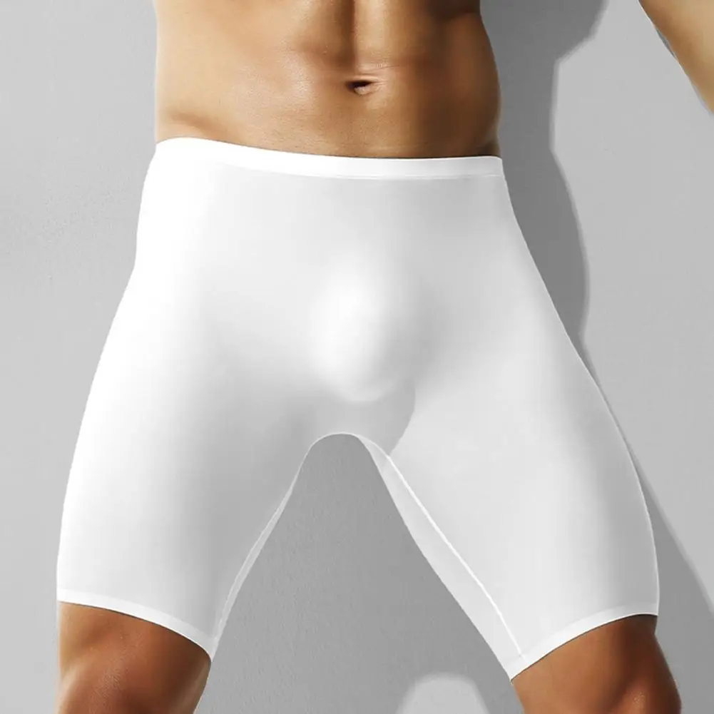 Non-stretched Men Boxers Breathable Ice Silk Men's Boxer Shorts with U-convex Design Seamless Mid-waist for Summer for Men