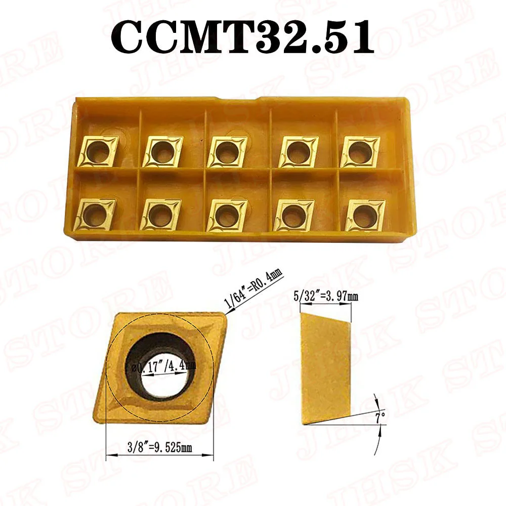 Insertos de torneado de carburo CCMT09T304/CCMT32.51, insertos de repuesto de torno CNC recubiertos multicapa, insertos de CCMT