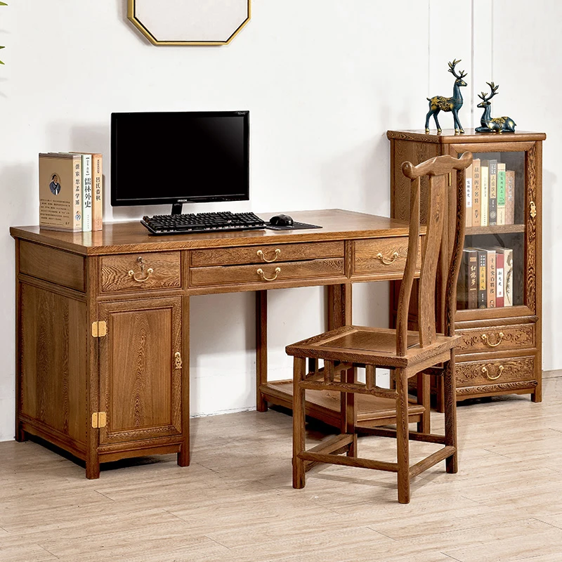 Mahogany furniture chicken wing wood household desktop computer desk all solid wood Chinese antique desk writing  small