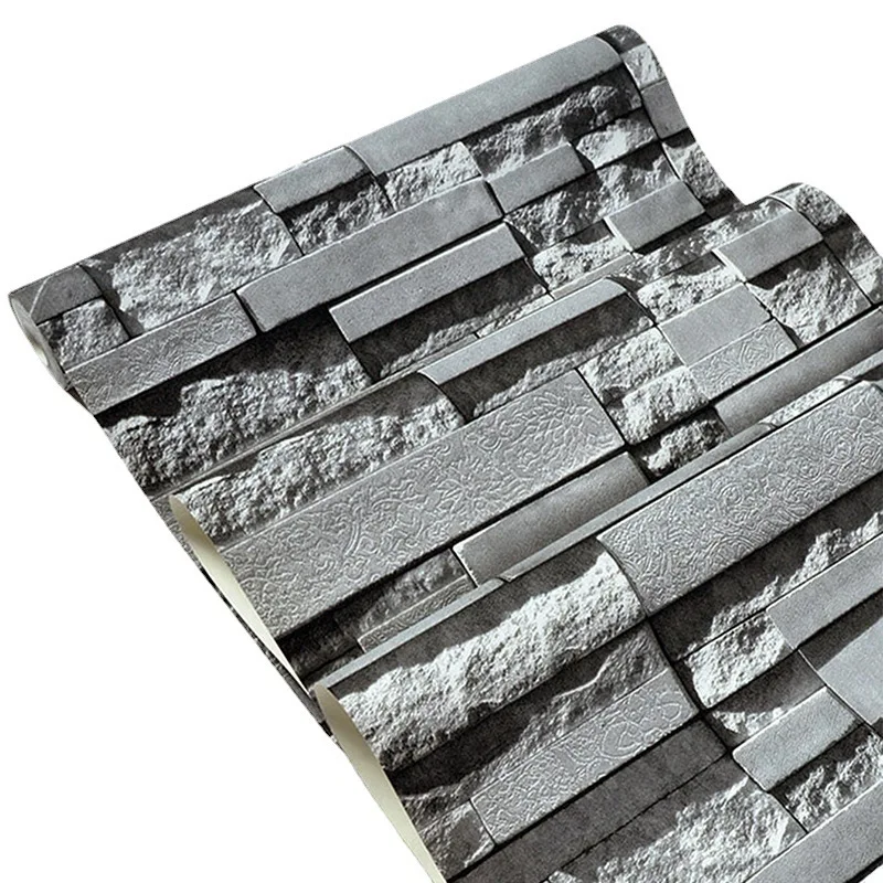 Ziegelstein-Tapete zum Abziehen und Aufkleben, graue Ziegelstein-Selbstklebende Tapete, Kunststein-Kontaktpapier, abnehmbar für Schlafzimmer