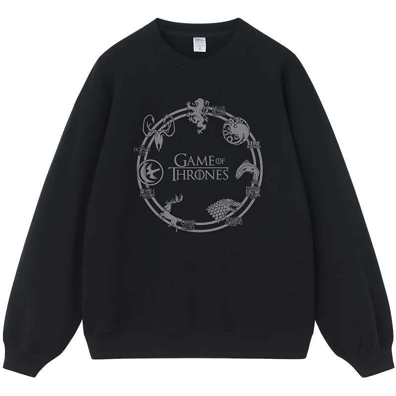 Latest Fashion Y2k Harajuku Game of Thrones Four Families Pattern High Quality Cotton Men's and Women's Casual Sports Sweater