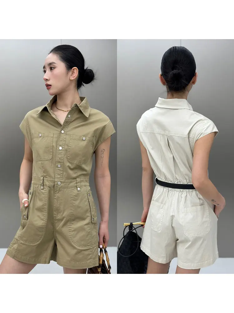 

Bodhl Faion High Waist Utili Sle Jumpsuit Women's High Rise ort Pants Summer 2023 Wide Leg Pants f Elastic Waist
