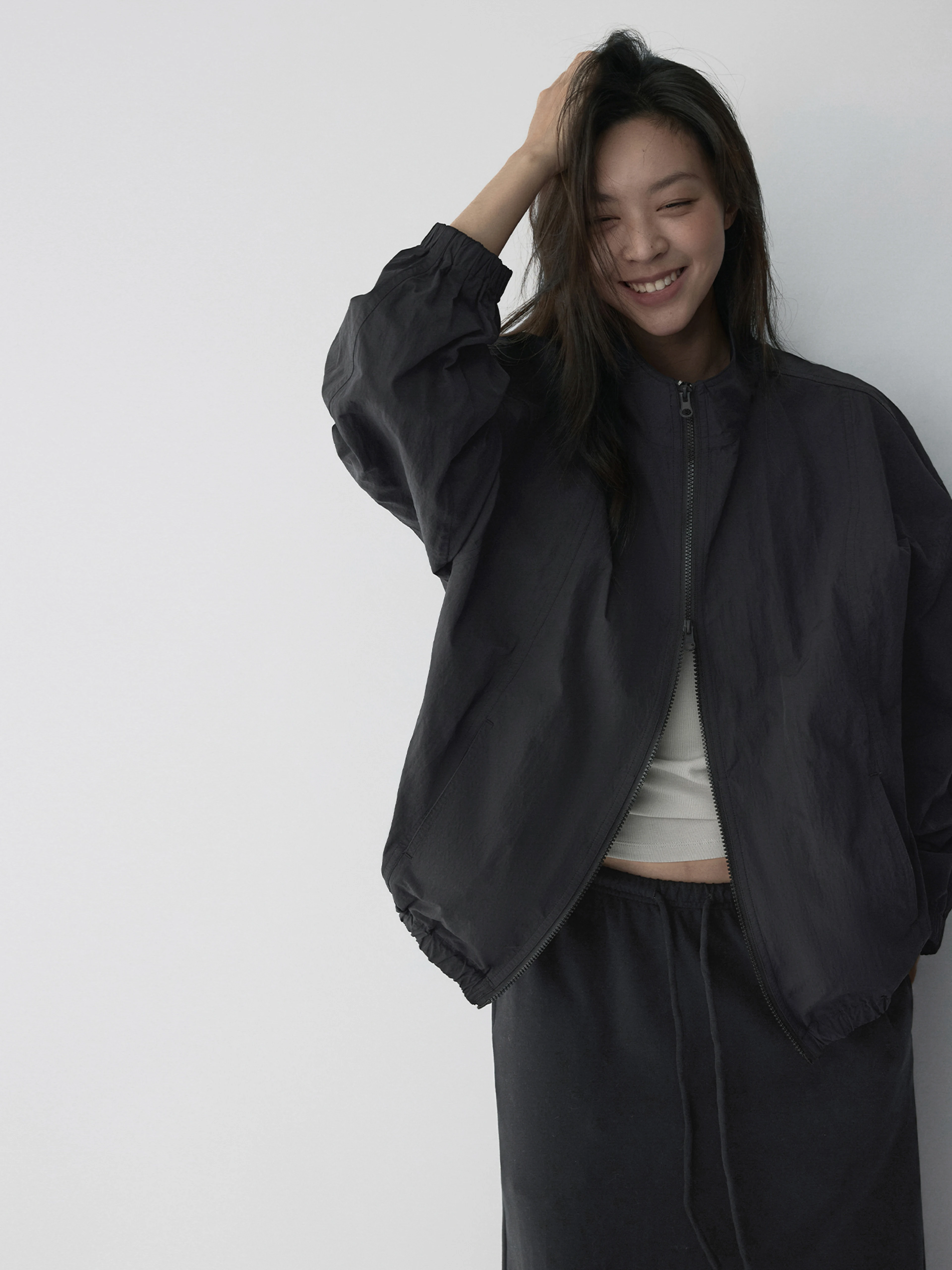 HaveRice Restaurant Apure Jacket Sport Anti-Wrinkle Texture Mountain System Loose Stand Collar Shoulder-Length Short Coat