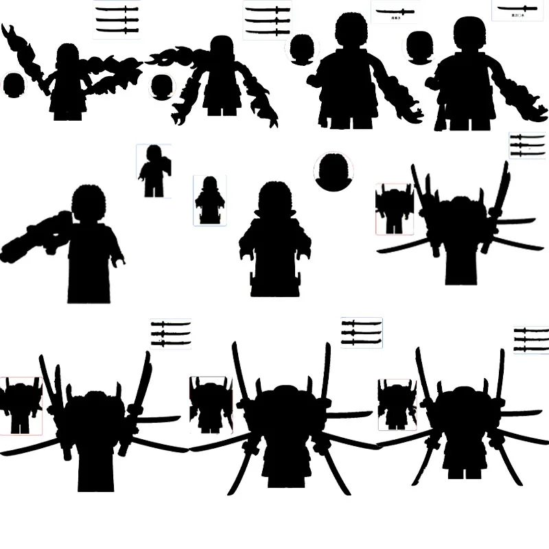 Popular Anime Vice Captain Black Knife Three Blade Flow Various Clothing Puzzle Assembly Building Blocks Little People Toys