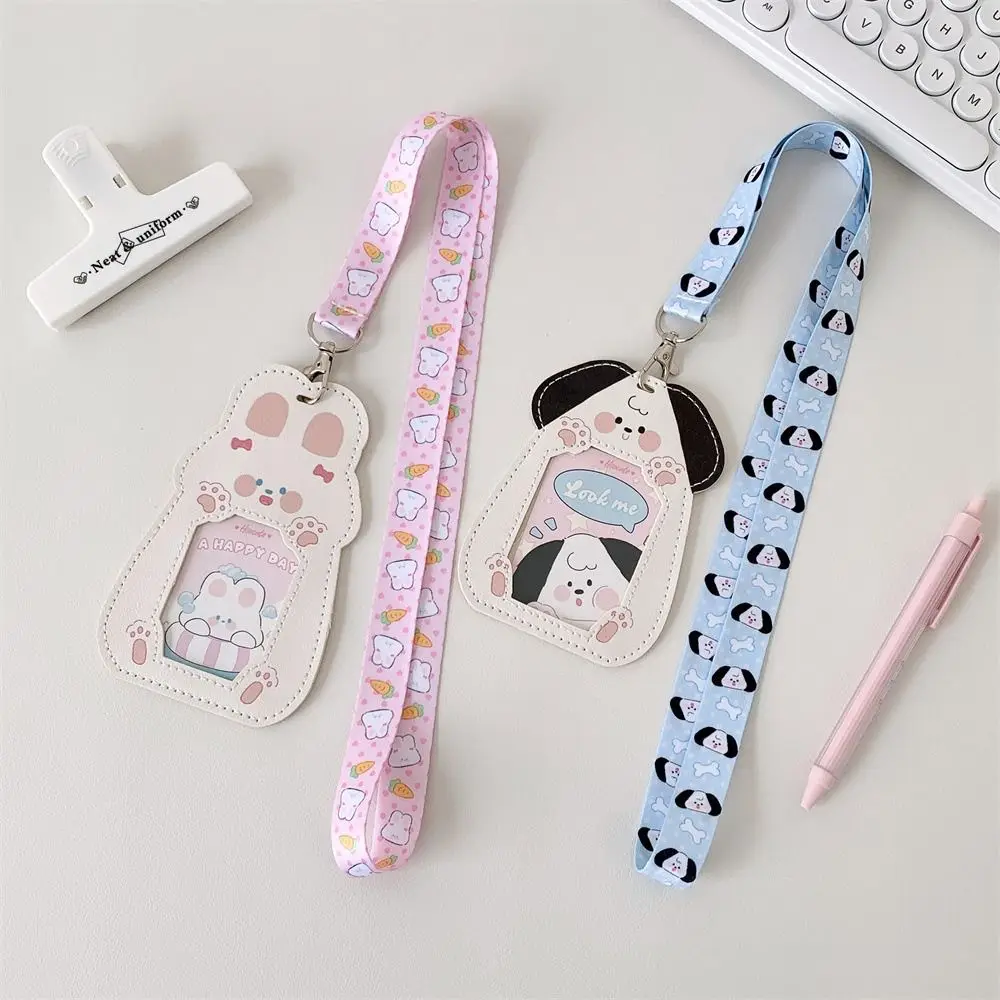 حامل بطاقة صور كرتونية جديدة مع حامل بطاقة لطيف على شكل حبل Kawaii PU حافظة حماية للصور #2