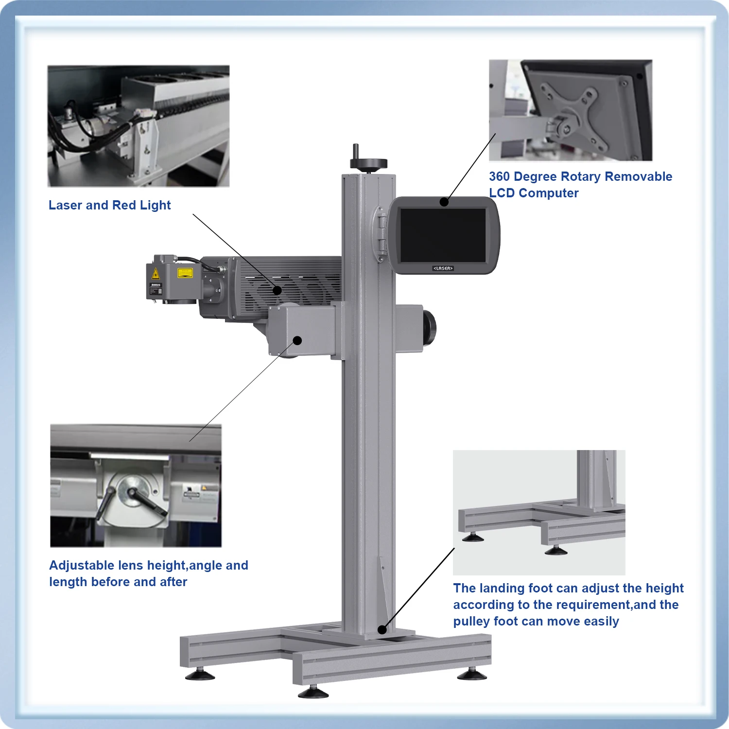 DCODE PL4 CO2 Machine de marquage Laser volant Machine de gravure Laser imprimante Laser 3D pour sac en tissu de composants électroniques en plastique