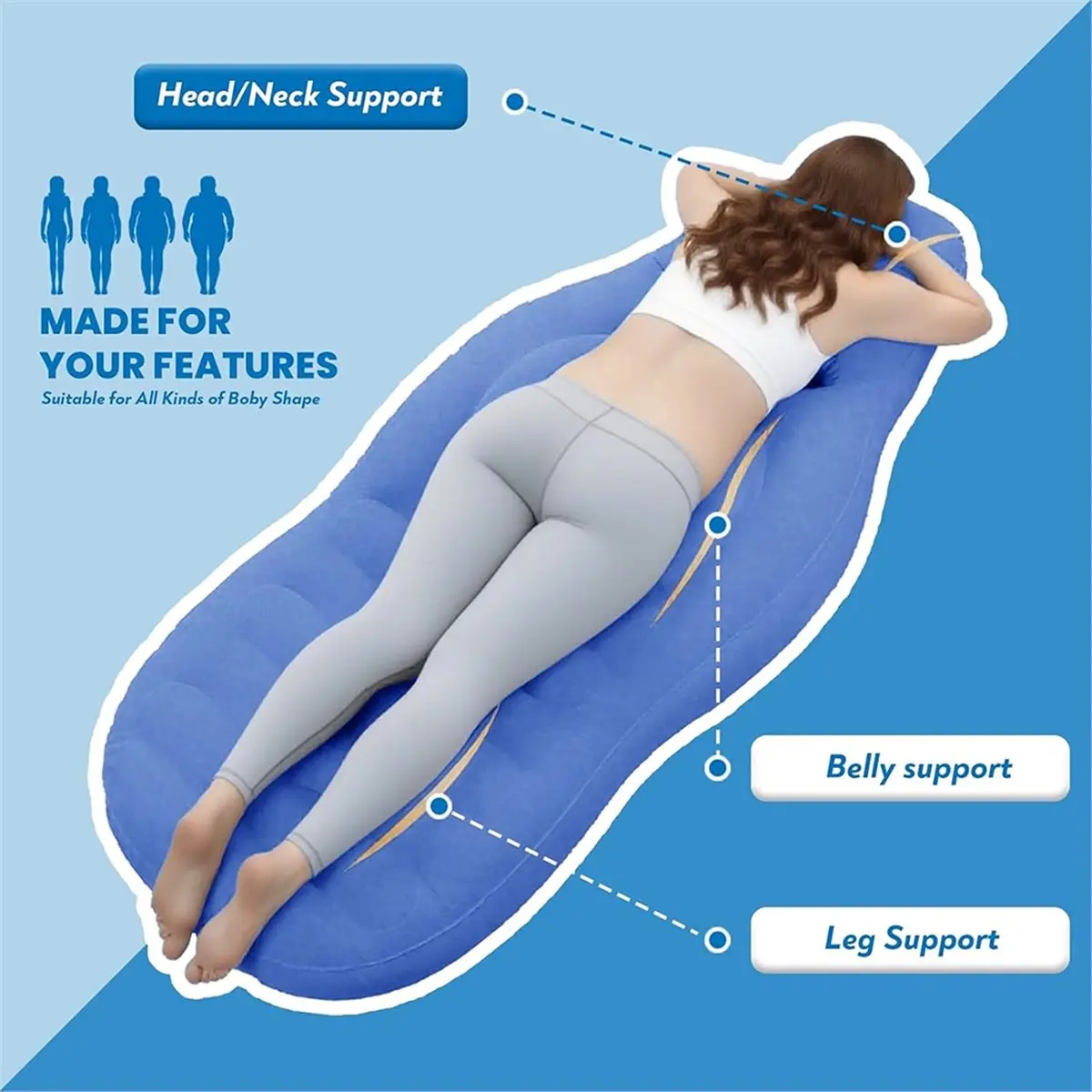 Oct Sale Pregnancy Mattress with Hole Inflatable Maternity Bed Stomach Sleeping,Back Pain Relief Includes Electric Pump EU Plug