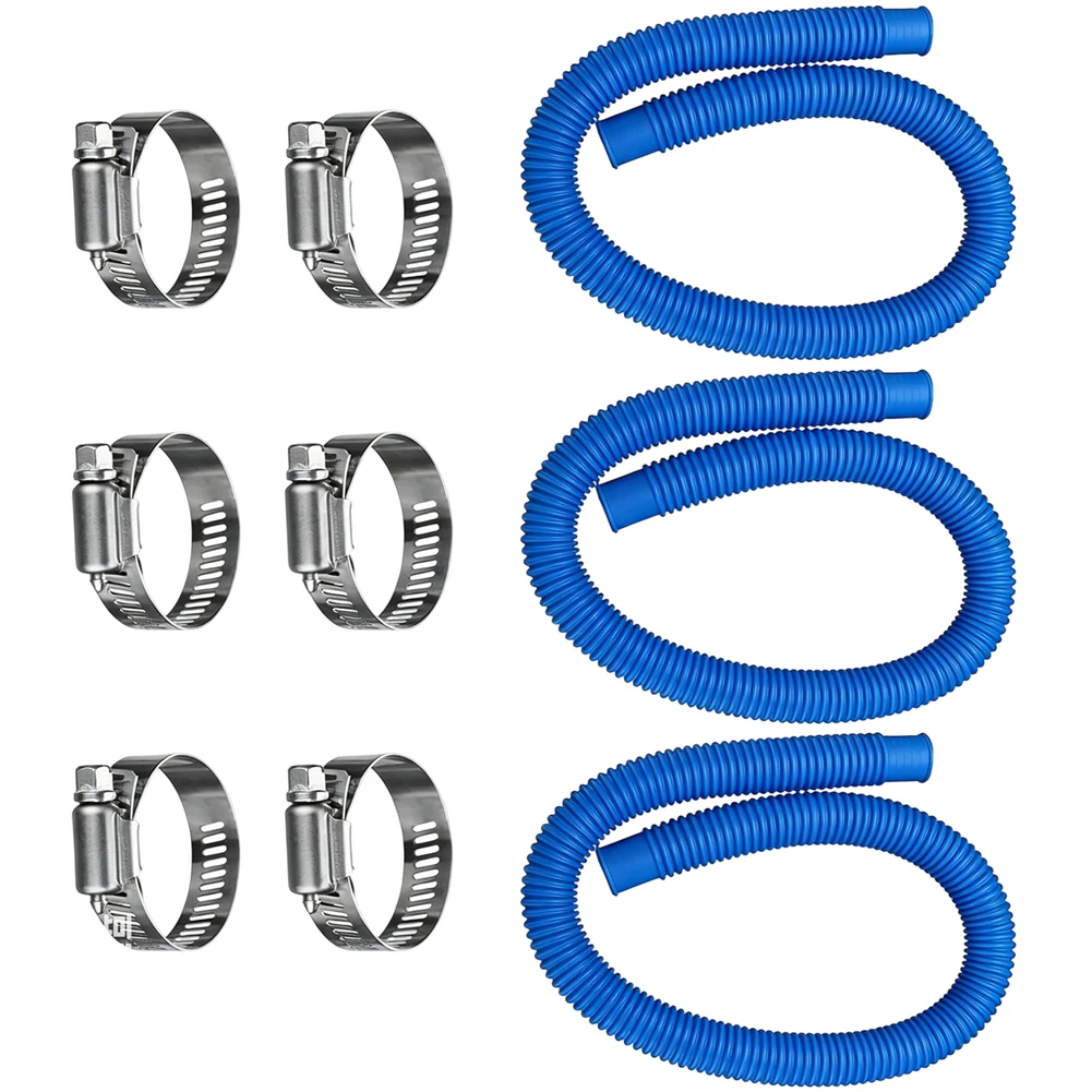Blue1.25 Inch Pool Hose Replacement 3 Pack With Clamps For INTEX  For COLEMAN Filter Pump Above Ground Swimming Pool Accessories