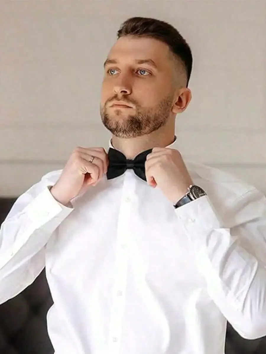 

1pc Men Solid Color Bow Tie, Double-Layered Polyester Tie For Groom, Groomsman, Waiter, Bowknot Men NecktieValentine's Day Gift For Her HIJJValentine's Day Gift For Her