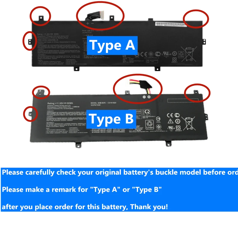 CSBD C31N1620 Laptop Battery for Asus ZenBook UX430 UX430UA UX430UN UX430UQ UX430UQ-GV015T PRO PU404 PU404UF 11.55V 50WH